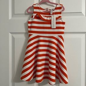 Janie & Jack Girls Striped Orange Dress SZ 3 NWT